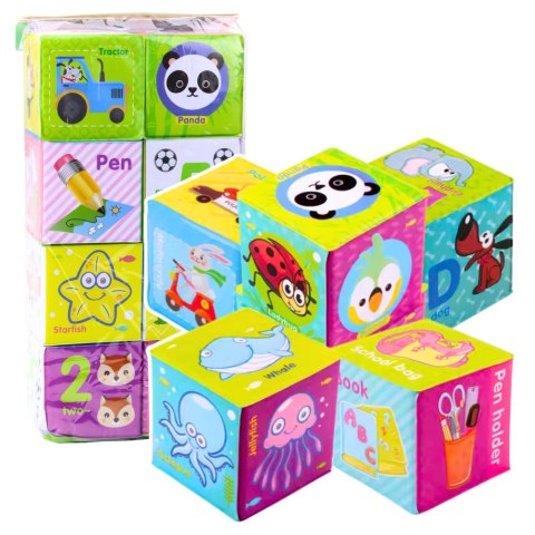 Klocki Kostki Kolorowe Edukacyjne Literki Zwierzątka Nauka 8ele. LEAN Toys Klocki Kostki Kolorowe Edukacyjne Literki Zwierzątka Nauka 8ele. LEAN Toys