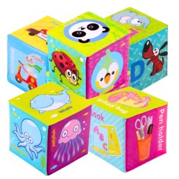 Klocki Kostki Kolorowe Edukacyjne Literki Zwierzątka Nauka 8ele. LEAN Toys