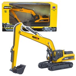Koparka Gąsienicowa Metalowa Ruchome Ramię Huina Żółta 1:50 HUINA
