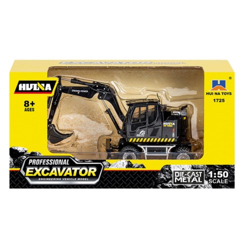 Koparka Kołowa Ze Spychaczem Metalowa Huina Czarna 1:50 HUINA Koparka Kołowa Ze Spychaczem Metalowa Huina Czarna 1:50 HUINA