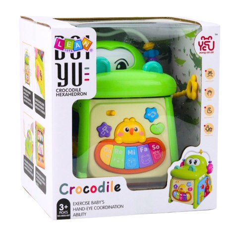 Kostka Edukacyjna Interaktywna Sorter Pianinko Sensoryczny Krokodyl LEAN Toys Kostka Edukacyjna Interaktywna Sorter Pianinko Sensoryczny Krokodyl LEAN Toys