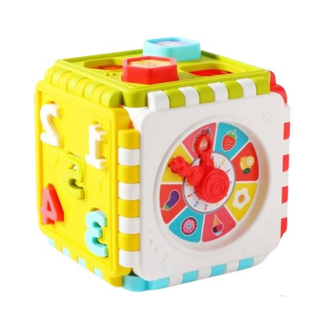 Kostka Edukacyjna Sorter Cyferki Wzory Zegar Kolorowa LEAN Toys Kostka Edukacyjna Sorter Cyferki Wzory Zegar Kolorowa LEAN Toys