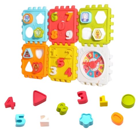Kostka Edukacyjna Sorter Cyferki Wzory Zegar Kolorowa LEAN Toys Kostka Edukacyjna Sorter Cyferki Wzory Zegar Kolorowa LEAN Toys