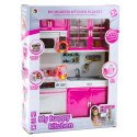 Kuchnia Dla Lalek Szafki Mikrofala Zmywarka Światła Dźwięki Różowa LEAN Toys