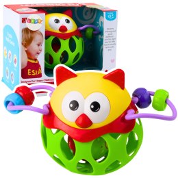 Miękka Piłka Sowa Kulka Z Grzechotką Zabawka Sensoryczna Zielona LEAN Toys