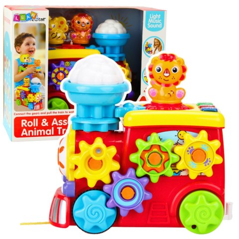 Muzyczna Lokomotywa Interaktywna Dla Malucha Koła Zębate Kolorowy LEAN Toys Muzyczna Lokomotywa Interaktywna Dla Malucha Koła Zębate Kolorowy LEAN Toys
