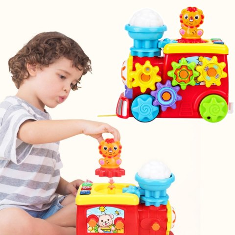 Muzyczna Lokomotywa Interaktywna Dla Malucha Koła Zębate Kolorowy LEAN Toys Muzyczna Lokomotywa Interaktywna Dla Malucha Koła Zębate Kolorowy LEAN Toys