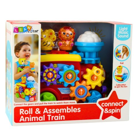 Muzyczna Lokomotywa Interaktywna Dla Malucha Koła Zębate Kolorowy LEAN Toys Muzyczna Lokomotywa Interaktywna Dla Malucha Koła Zębate Kolorowy LEAN Toys