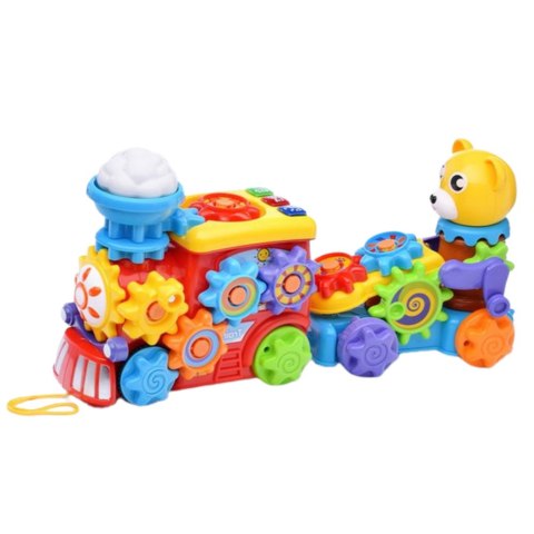 Muzyczny Pociąg Interaktywny Dla Malucha Miś Koła Zębate Kolorowy LEAN Toys Muzyczny Pociąg Interaktywny Dla Malucha Miś Koła Zębate Kolorowy LEAN Toys