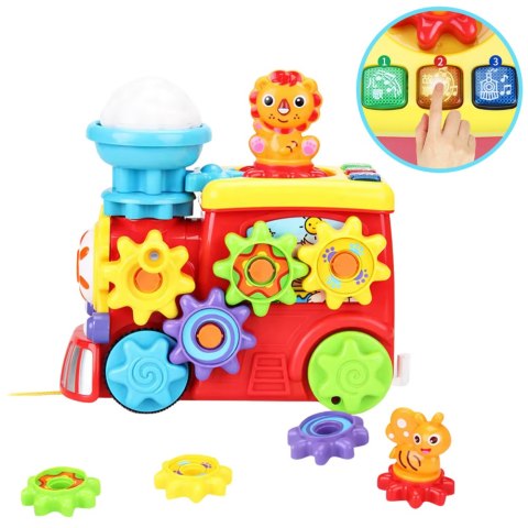Muzyczny Pociąg Interaktywny Dla Malucha Miś Koła Zębate Kolorowy LEAN Toys Muzyczny Pociąg Interaktywny Dla Malucha Miś Koła Zębate Kolorowy LEAN Toys