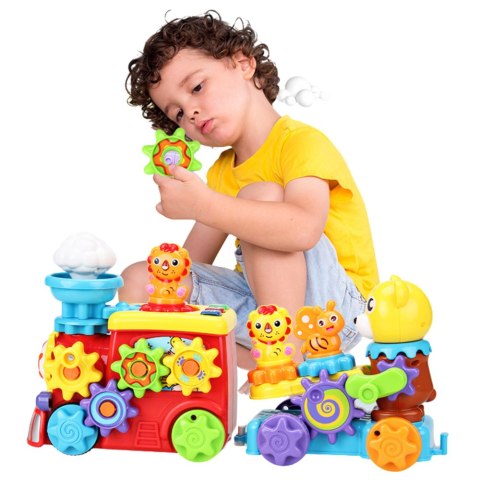 Muzyczny Pociąg Interaktywny Dla Malucha Miś Koła Zębate Kolorowy LEAN Toys Muzyczny Pociąg Interaktywny Dla Malucha Miś Koła Zębate Kolorowy LEAN Toys
