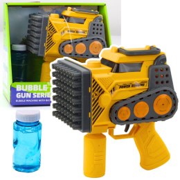 Pistolet Na Bańki Mydlane Budowlane 56 Otworów Płyn Żółty LEAN Toys