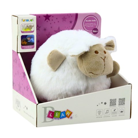 Pluszowa Owieczka Usypiająca Przytulanka Światło Dźwięk Biała LEAN Toys Pluszowa Owieczka Usypiająca Przytulanka Światło Dźwięk Biała LEAN Toys
