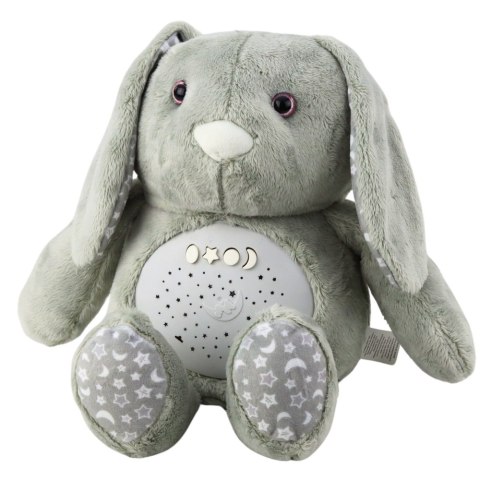 Pluszowy Królik Usypiająca Przytulanka Projektor Dźwięk Szum Szary LEAN Toys Pluszowy Królik Usypiająca Przytulanka Projektor Dźwięk Szum Szary LEAN Toys