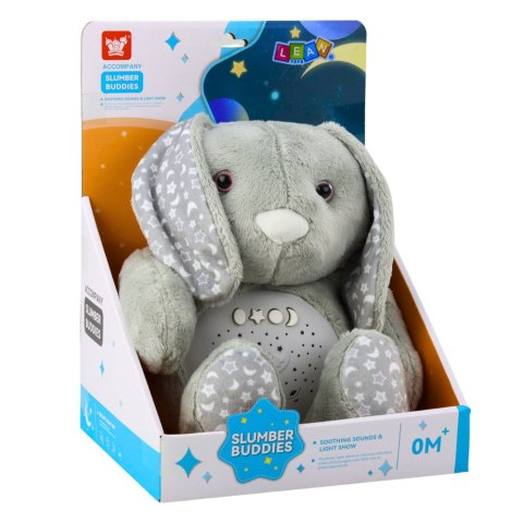 Pluszowy Królik Usypiająca Przytulanka Projektor Dźwięk Szum Szary LEAN Toys Pluszowy Królik Usypiająca Przytulanka Projektor Dźwięk Szum Szary LEAN Toys