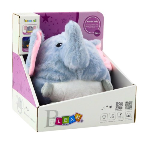 Pluszowy Słonik Usypiająca Przytulanka Światło Dźwięk Szary LEAN Toys Pluszowy Słonik Usypiająca Przytulanka Światło Dźwięk Szary LEAN Toys