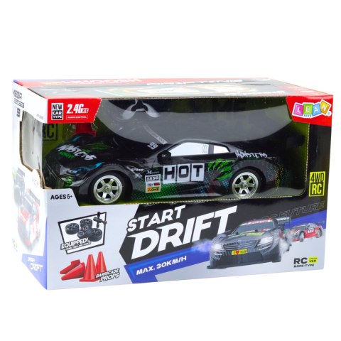 Samochód Wyścigowy Auto Do Driftu RC Czarno Zielone 30km/h 1:16 LEAN Toys Samochód Wyścigowy Auto Do Driftu RC Czarno Zielone 30km/h 1:16 LEAN Toys
