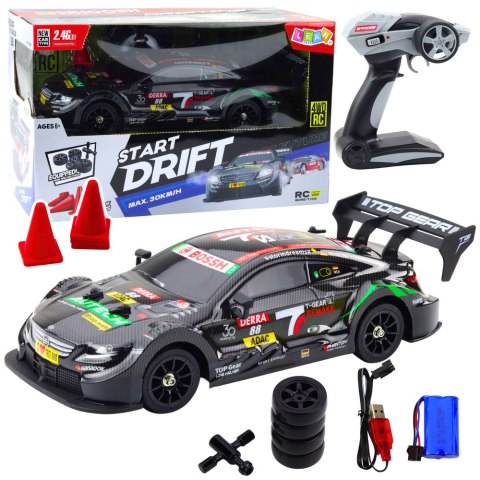 Samochód Wyścigowy Auto Do Driftu RC Czarny Karbon 30km/h 1:16 LEAN Toys Samochód Wyścigowy Auto Do Driftu RC Czarny Karbon 30km/h 1:16 LEAN Toys
