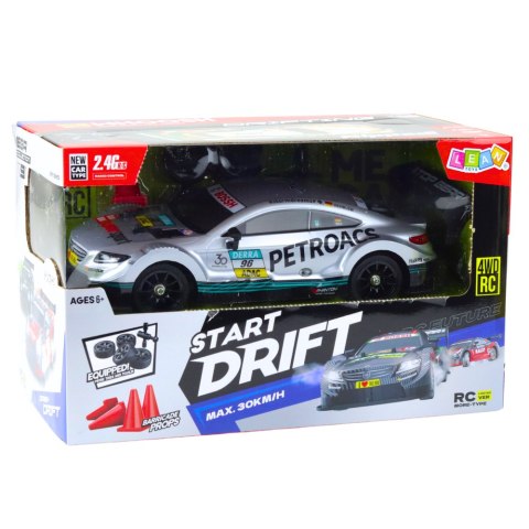 Samochód Wyścigowy Auto Do Driftu RC Srebrne 30km/h 1:16 LEAN Toys Samochód Wyścigowy Auto Do Driftu RC Srebrne 30km/h 1:16 LEAN Toys
