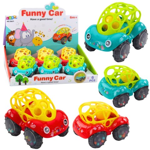 Samochodzik Autko Grzechota Dla Niemowląt Czerwony Zielony LEAN TOYS Samochodzik Autko Grzechota Dla Niemowląt Czerwony Zielony LEAN TOYS