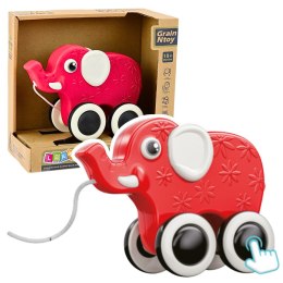 Słonik Zabawka Do Ciągnięcia Na Sznurku Piszczałka Eko Czerwony LEAN Toys