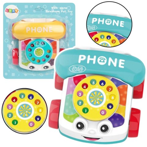 Telefon Na Kółkach Do Ciągnięcia Interaktywny Kolorowy LEAN Toys Telefon Na Kółkach Do Ciągnięcia Interaktywny Kolorowy LEAN Toys