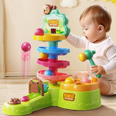 Tor Dla Kulek Interaktywna Zjeżdżalnia Sensoryczna Katapulta Młotek LEAN Toys Tor Dla Kulek Interaktywna Zjeżdżalnia Sensoryczna Katapulta Młotek LEAN Toys