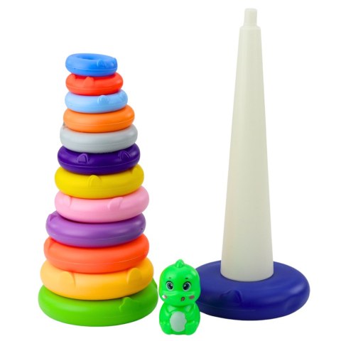 Wieża Piramidka Dinozaur Kolorowa 13 Kółek 45 x 15,5 x 15,5 cm LEAN Toys Wieża Piramidka Dinozaur Kolorowa 13 Kółek 45 x 15,5 x 15,5 cm LEAN Toys