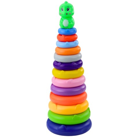 Wieża Piramidka Dinozaur Kolorowa 13 Kółek 45 x 15,5 x 15,5 cm LEAN Toys Wieża Piramidka Dinozaur Kolorowa 13 Kółek 45 x 15,5 x 15,5 cm LEAN Toys