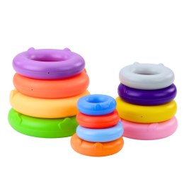 Wieża Piramidka Kotek Szary Kolorowa 13 Kółek 41 x 15,5 x 15,5 cm LEAN Toys