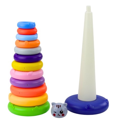 Wieża Piramidka Kotek Szary Kolorowa 13 Kółek 41 x 15,5 x 15,5 cm LEAN Toys Wieża Piramidka Kotek Szary Kolorowa 13 Kółek 41 x 15,5 x 15,5 cm LEAN Toys