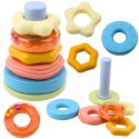 Wieża z Kółek Układanka Sensoryczna Dla Malucha Pastelowa 17cm LEAN Toys