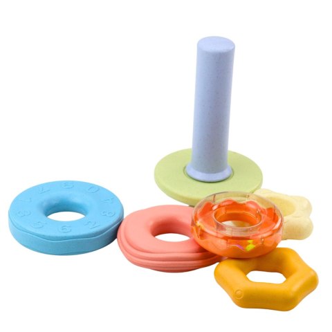 Wieża z Kółek Układanka Sensoryczna Dla Malucha Pastelowa 17cm LEAN Toys Wieża z Kółek Układanka Sensoryczna Dla Malucha Pastelowa 17cm LEAN Toys