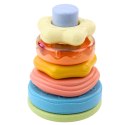 Wieża z Kółek Układanka Sensoryczna Dla Malucha Pastelowa 17cm LEAN Toys