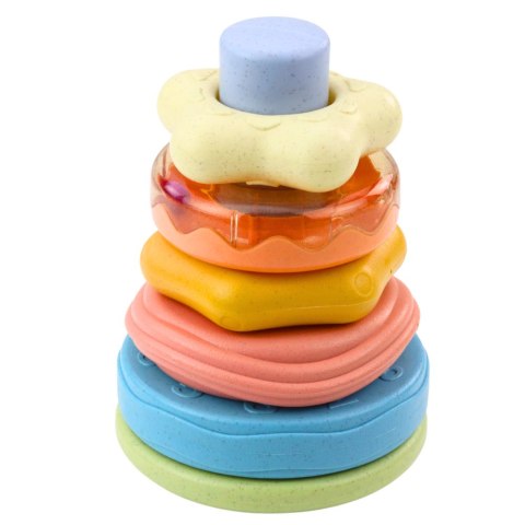 Wieża z Kółek Układanka Sensoryczna Dla Malucha Pastelowa 17cm LEAN Toys Wieża z Kółek Układanka Sensoryczna Dla Malucha Pastelowa 17cm LEAN Toys