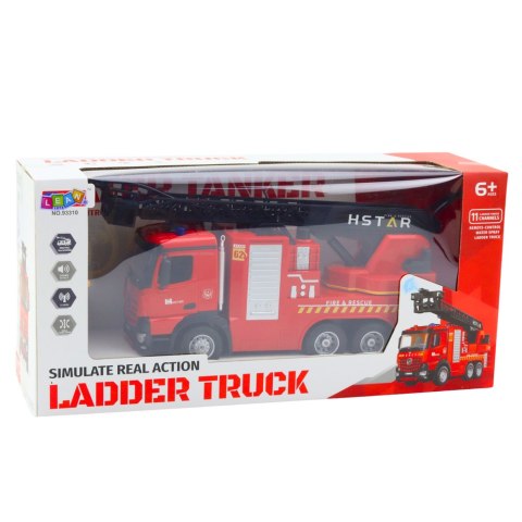 Wóz Strażacki Zdalnie Sterowany Wysuwana Drabina Rozpylanie Wody 2.4G 11CH LEAN Toys Wóz Strażacki Zdalnie Sterowany Wysuwana Drabina Rozpylanie Wody 2.4G 11CH LEAN Toys