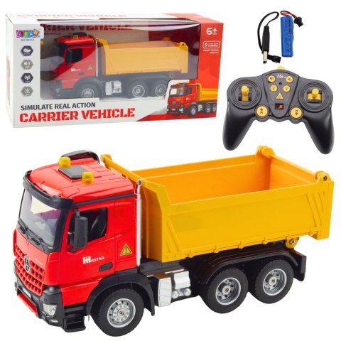 Wywrotka Zdalnie Sterowana RC 2.4G Dźwięki Żółto-Czerwona LEAN Toys Wywrotka Zdalnie Sterowana RC 2.4G Dźwięki Żółto-Czerwona LEAN Toys