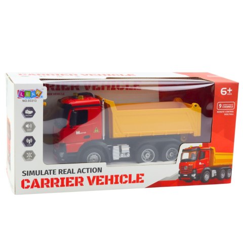 Wywrotka Zdalnie Sterowana RC 2.4G Dźwięki Żółto-Czerwona LEAN Toys Wywrotka Zdalnie Sterowana RC 2.4G Dźwięki Żółto-Czerwona LEAN Toys