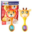 Zestaw Grzechotki Z Miękką Piłeczką Wzorki Żyrafa Lew 2szt LEAN Toys