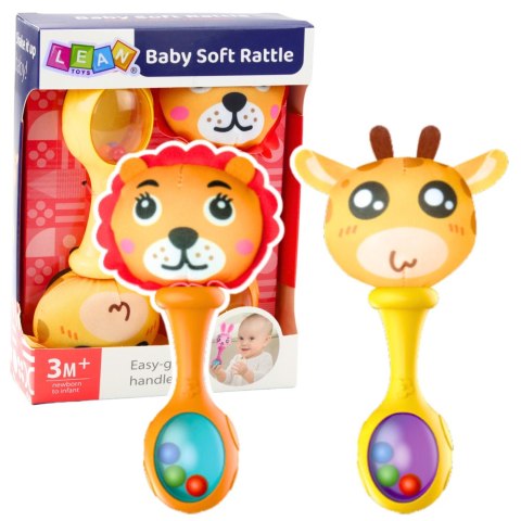 Zestaw Grzechotki Z Miękką Piłeczką Wzorki Żyrafa Lew 2szt LEAN Toys Zestaw Grzechotki Z Miękką Piłeczką Wzorki Żyrafa Lew 2szt LEAN Toys