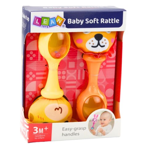 Zestaw Grzechotki Z Miękką Piłeczką Wzorki Żyrafa Lew 2szt LEAN Toys Zestaw Grzechotki Z Miękką Piłeczką Wzorki Żyrafa Lew 2szt LEAN Toys
