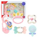 Zestaw Gyzaków Grzechotek Sensorycznych Dla Niemowląt Różowe 5szt LEAN Toys