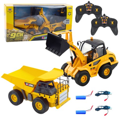 Zestaw Ładowarka Spychacz Wywrotka 1:24 Zdalnie Sterowane RC 2w1 LEAN Toys Zestaw Ładowarka Spychacz Wywrotka 1:24 Zdalnie Sterowane RC 2w1 LEAN Toys