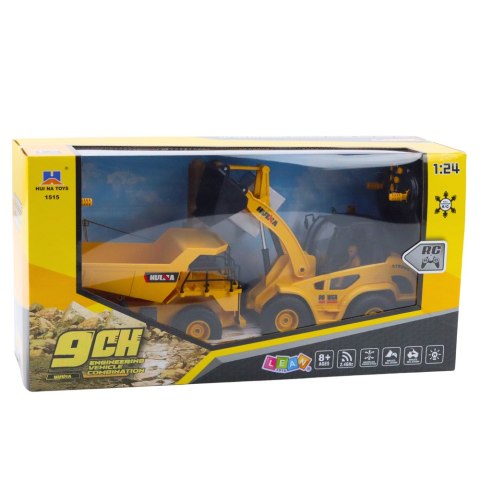 Zestaw Ładowarka Spychacz Wywrotka 1:24 Zdalnie Sterowane RC 2w1 LEAN Toys Zestaw Ładowarka Spychacz Wywrotka 1:24 Zdalnie Sterowane RC 2w1 LEAN Toys