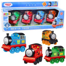 Zestaw Lokomotyw Z Napędem Pociągi Kolorowe 4szt LEAN Toys
