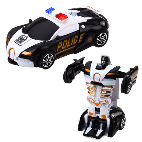 Auto Robot 2w1 Samochód Sportowy Policyjny Napęd Mix LEAN TOYS Auto Robot 2w1 Samochód Sportowy Policyjny Napęd Mix LEAN TOYS