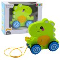 Dinozaur Na Sznurku Jeżdżący Do Ciągnięcia Dla Malucha Grzechotka Zielony LEAN Toys