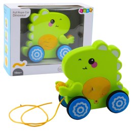 Dinozaur Na Sznurku Jeżdżący Do Ciągnięcia Dla Malucha Grzechotka Zielony LEAN Toys