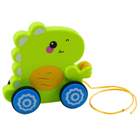 Dinozaur Na Sznurku Jeżdżący Do Ciągnięcia Dla Malucha Grzechotka Zielony LEAN Toys Dinozaur Na Sznurku Jeżdżący Do Ciągnięcia Dla Malucha Grzechotka Zielony LEAN Toys