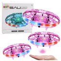 Dron UFO Sterowany Ręką RC Światła LED Różowy LEAN Toys